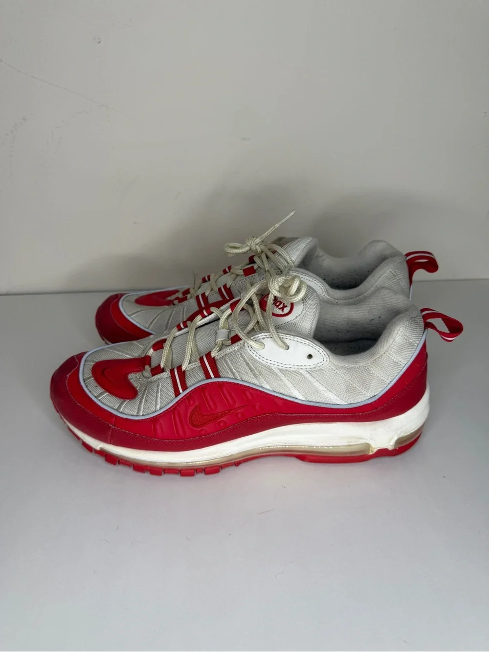 Nike Air Max 98 University Red White Sneakers 640744-602 Mens Size 46 US 12